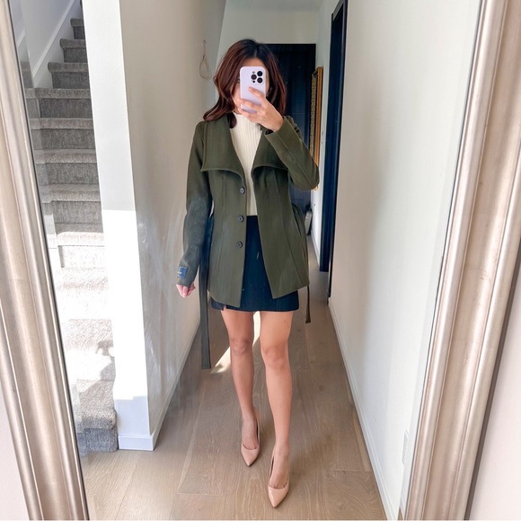 Aritzia Babaton Wool Cashmere Connor Coat Olive Green Short XXS - Picture 4 of 9